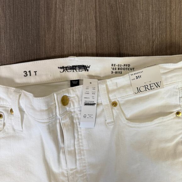J.Crew Bootcut Jeans SZ 31 Tall White Hi-Rise Denim Flare-leg 2003 Super Stretch - Picture 4 of 9